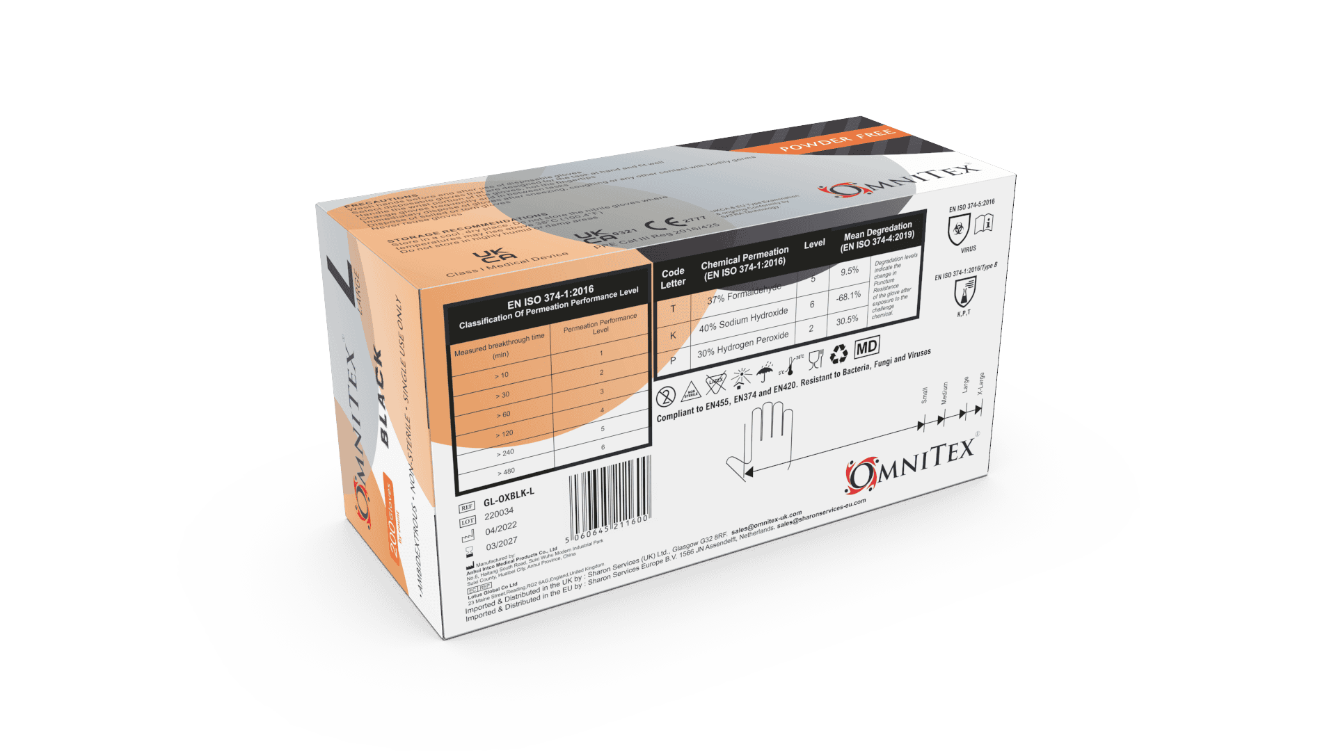 Omnitex Black Nitrile Gloves Box of 200 Gloves