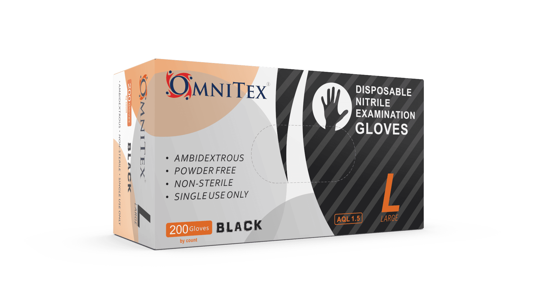 Omnitex Black Nitrile Gloves Box of 200 Gloves