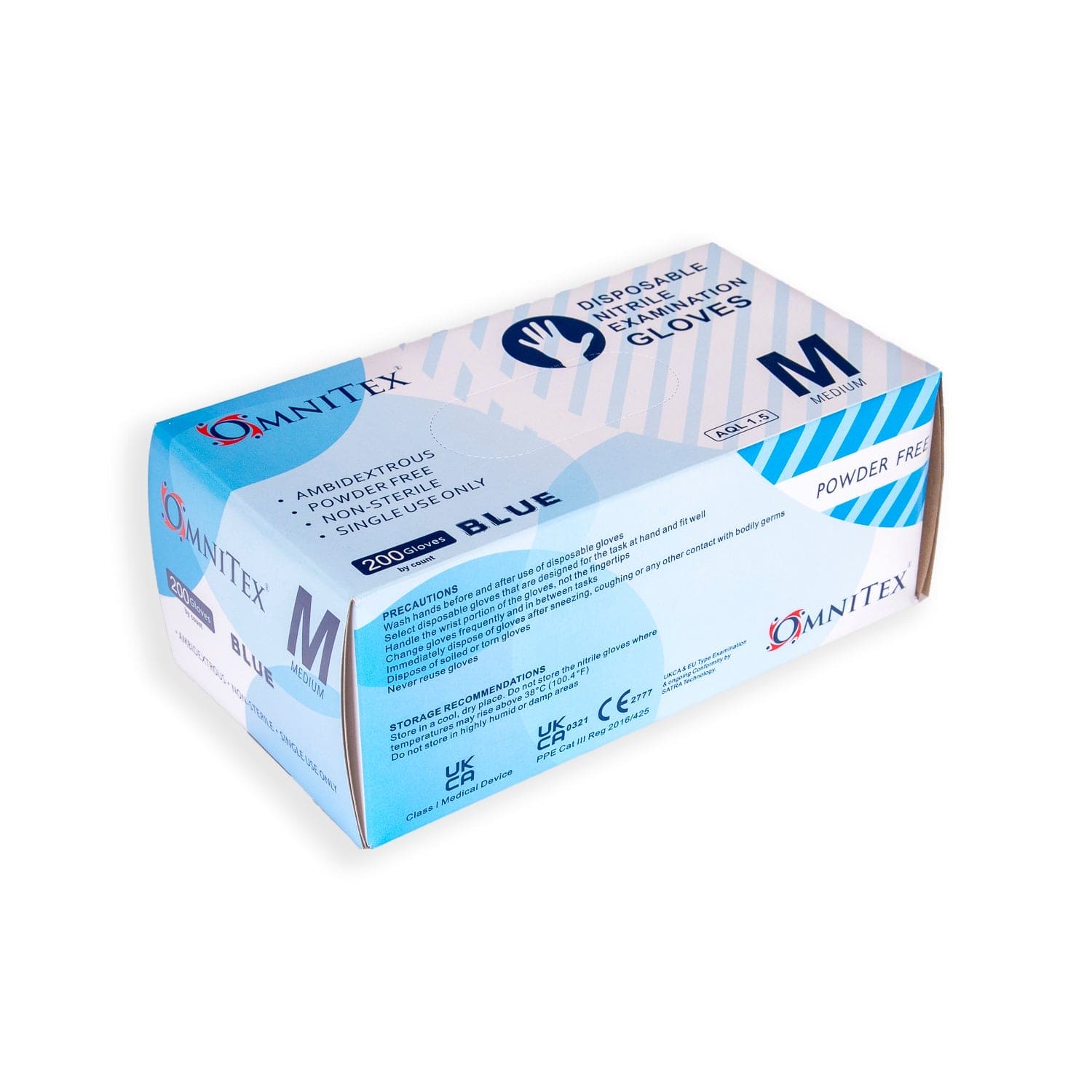 Omnitex Blue Nitrile Gloves Box of 200 Gloves